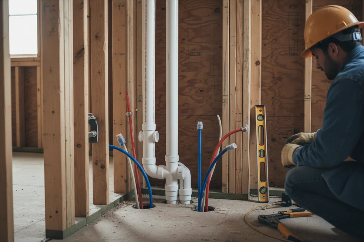 Drain and supply rough-in during Sump Pump Repair in South Plymouth