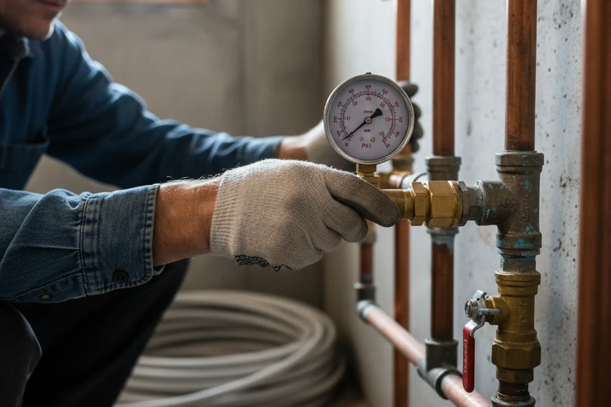 Pressure testing a repaired line during Water Line Repair in South Plymouth